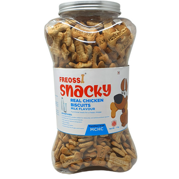 Freossi Fredunvet Snacky Real Chicken Biscuits Milk Flavour For Dogs - Jar